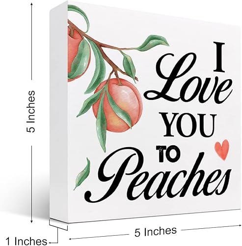 Miniatura 2 de z-crange Letrero de madera con texto en inglés "I Love You to Peaches" para decoración de escritorio, caja de madera rústica con frase de amor