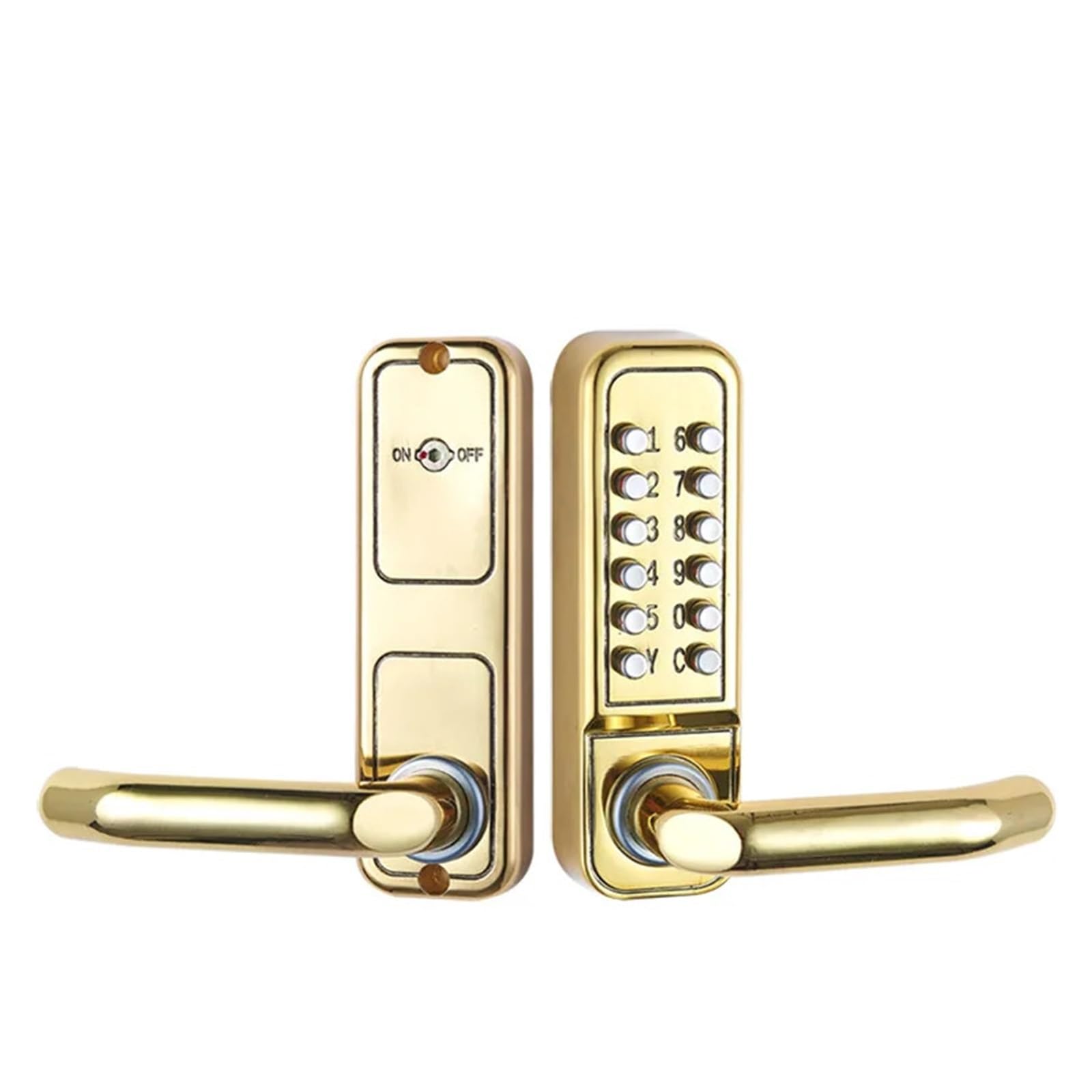 Oshpmbdlyfj Gold Keyless Mechanical Door Lock Push Button Digital Combination Code Password Zinc Alloy Lock With Handle(Gold)