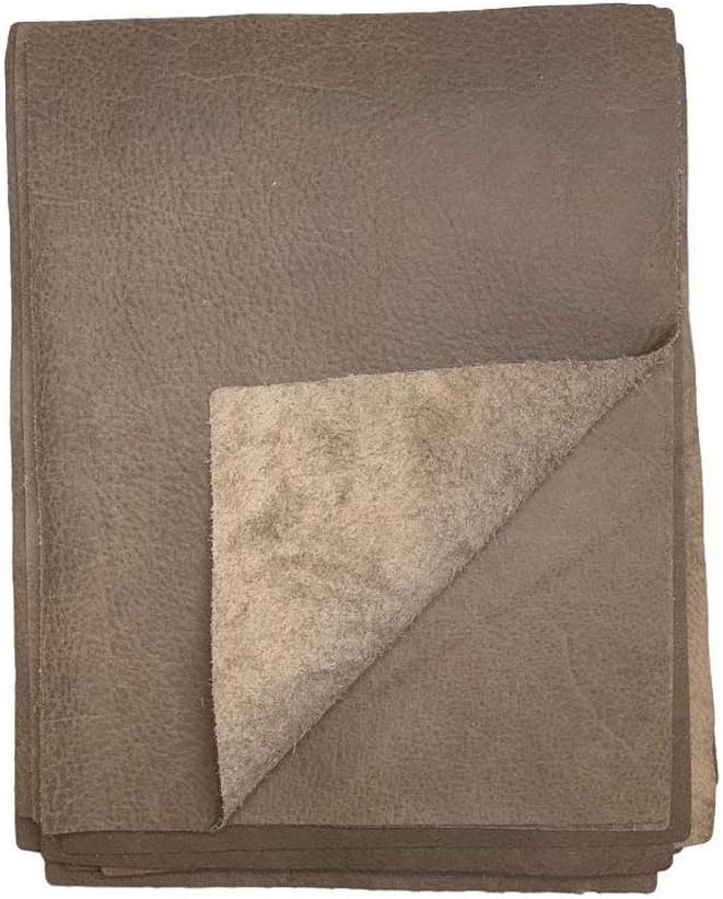Distressed Cowhide Pull Up Leather: 8.5'' x 11'' Pre Cut Pieces (Taupe, 5-Pack)