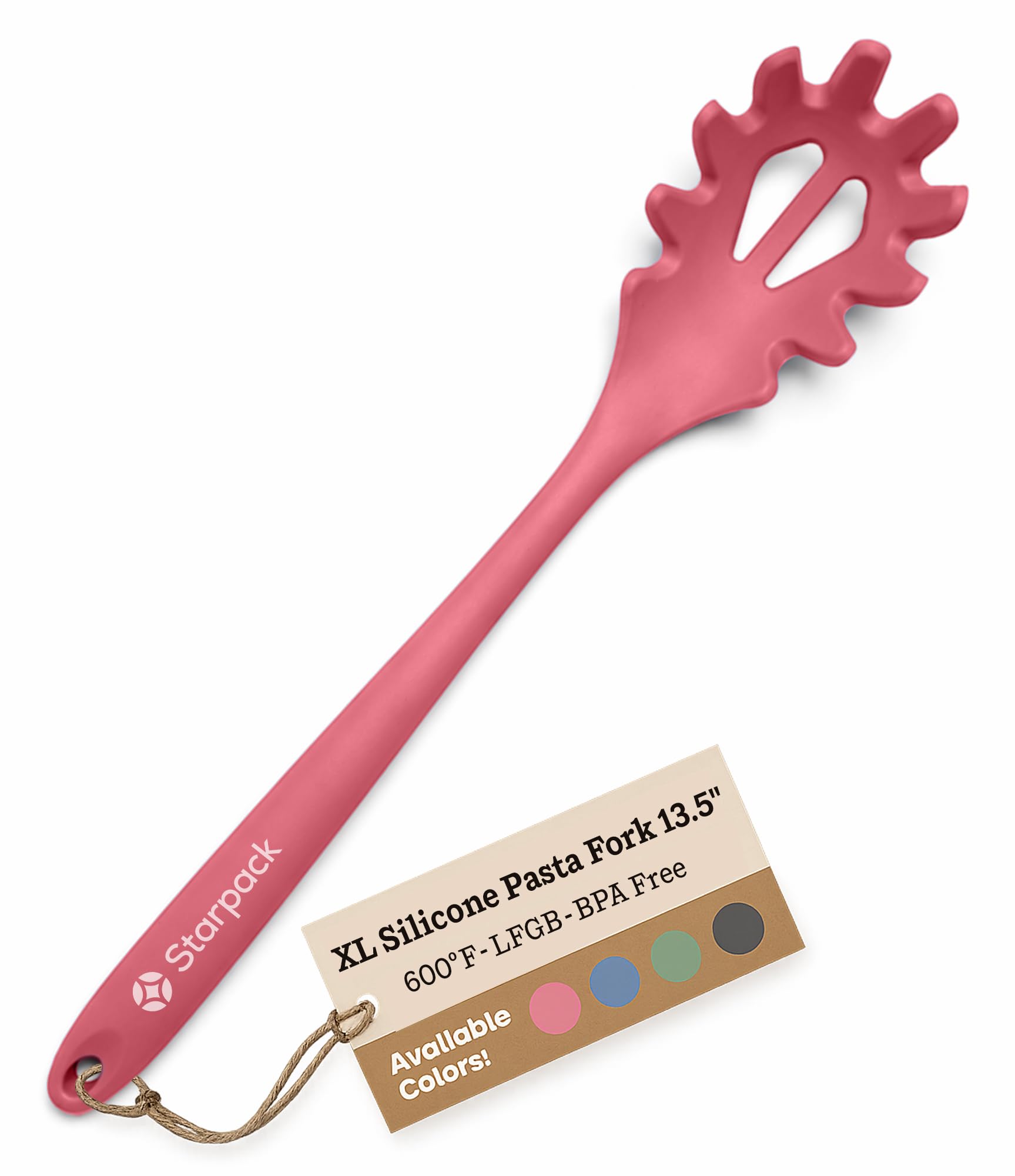Amazon.com: Starpack XL Premium Silicone Pasta Fork (13.5") - Spaghetti  Spoons High Heat Resistant to 600°F - Silicone Pasta Spoon Strainer -  Server Spoon with Teeth - Server Utensil for Pastas: Home & Kitchen