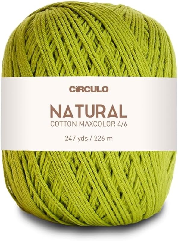 Fio de algodão Natural Cotton Maxcolor 4/6 CÍRCULO, 226 m, 200 g, Light Worsted, 100% algodão virgem brasileiro, cor 5800 - Pistachio