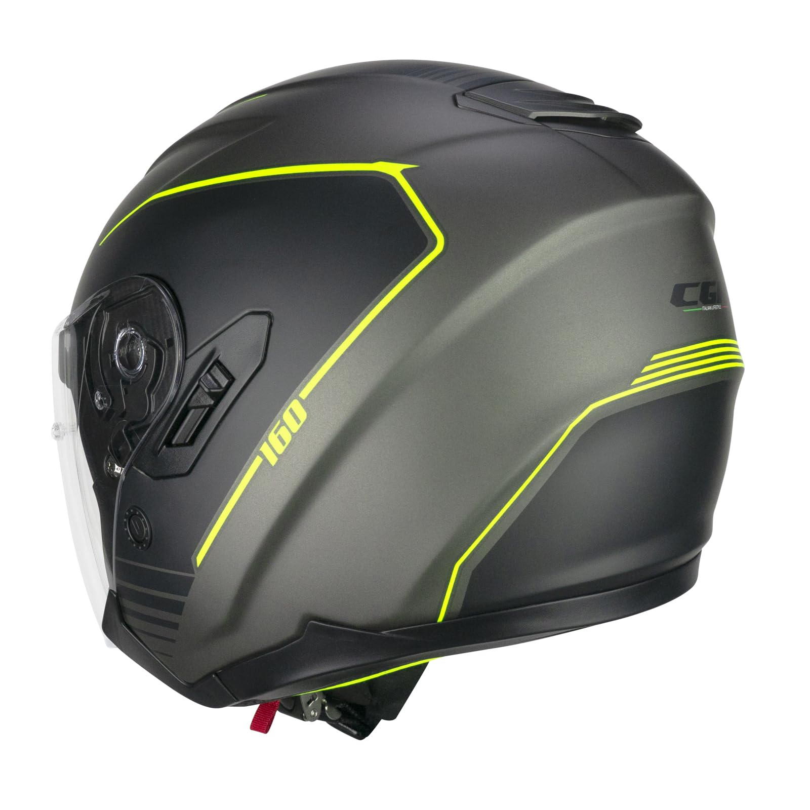 CGM Casco Open Face, 160G JAD Ride Grafito Amarillo Fluorescente Mate, L (59-60cm)