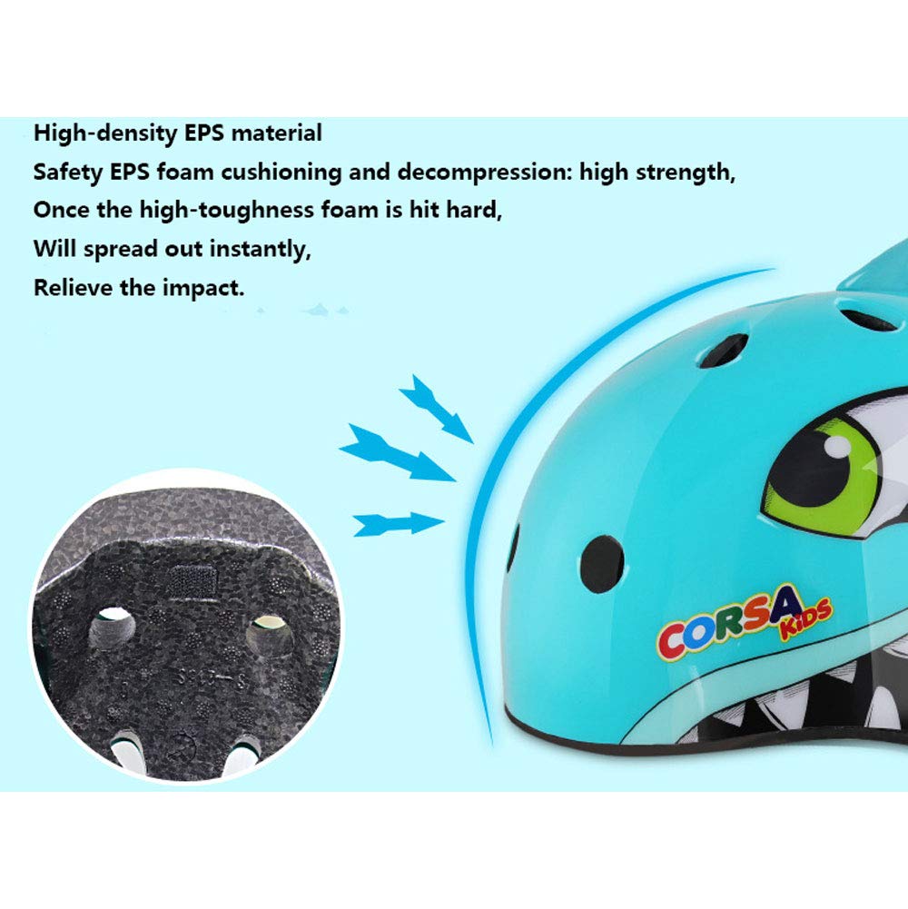 Cascos de Seguridad para Bicicletas, Dinosaurios para niños Cascos, Cascos para Andar en Bicicleta, Cascos de Bicicletas eléctricos en Día de Navidad de cumpleaños, Regalos de Pascua,Azul