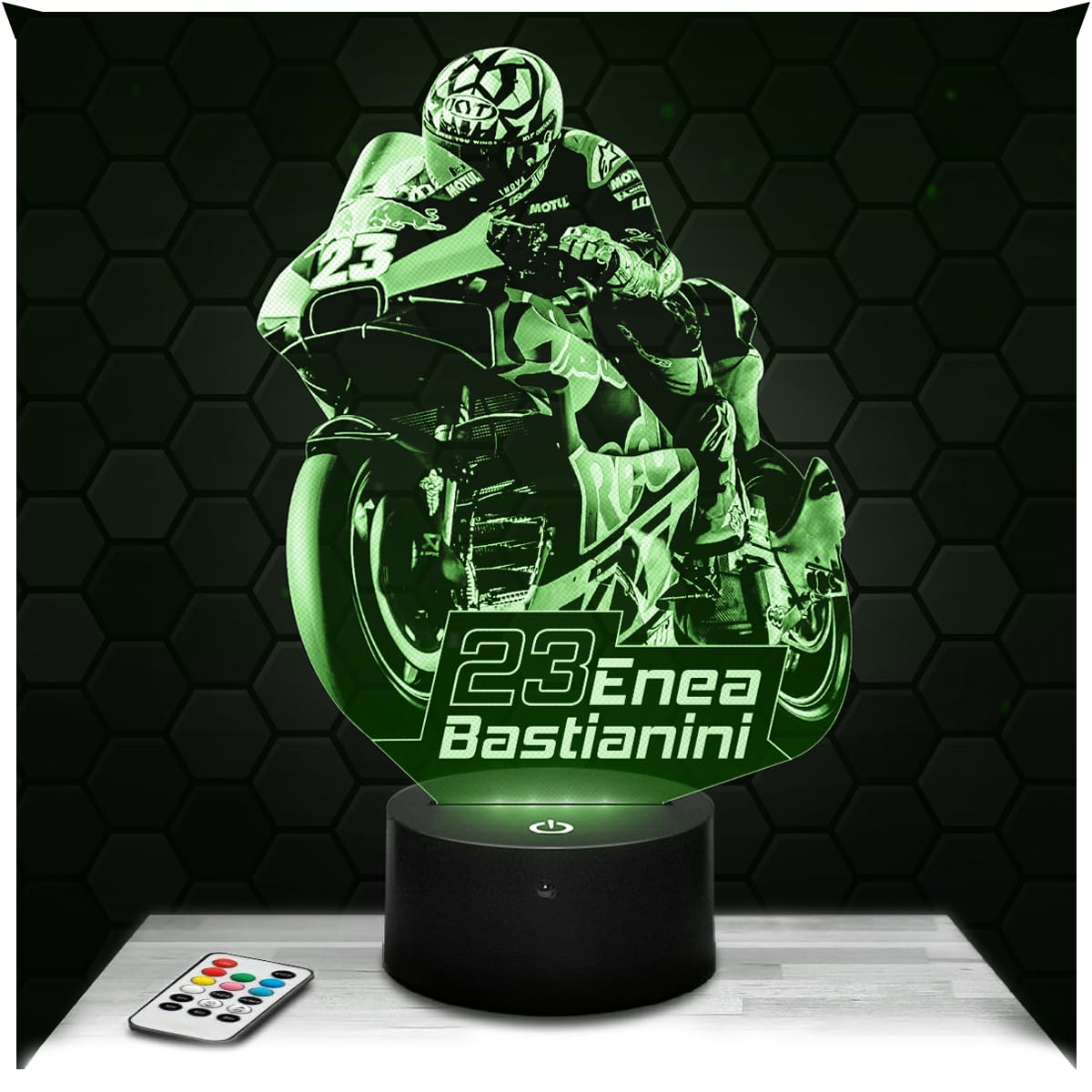 Lampephoto.fr - 3D Lamp Enea Bastianini F1 Car Driver, Touch LED Night Light, 3D Hologram Effect, Christmas Birthday Gift Idea for Men, Bedroom Decoration Object