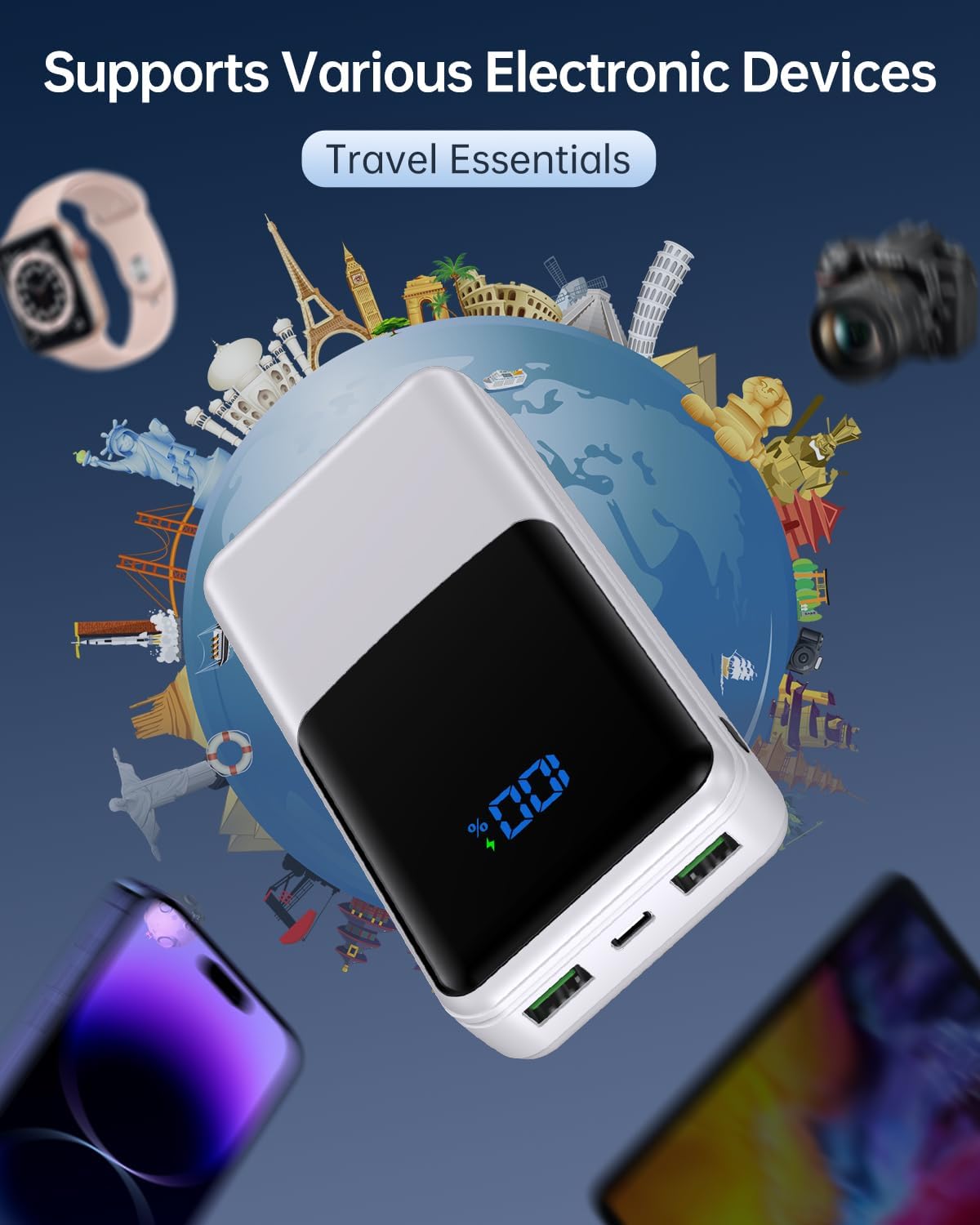 Batería externa de 27000 mAh, Power Bank PD30 W Carga rápida Cargador