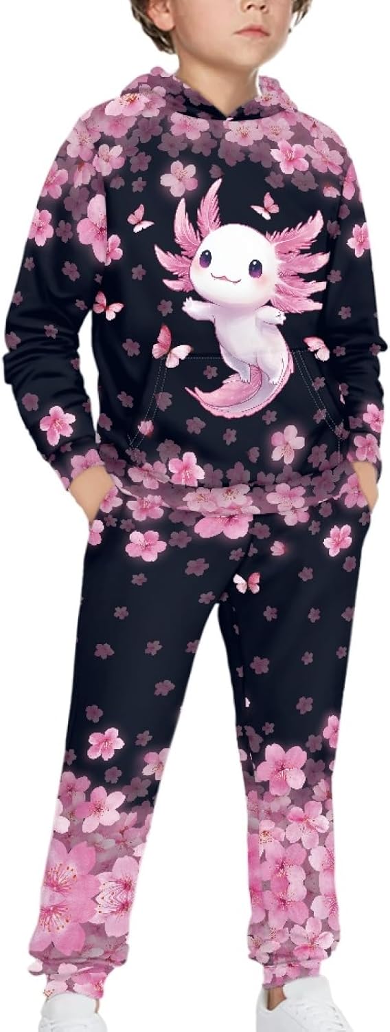 Girls Hooded Sweatsuit Set for Girl 5-12 Long Sleeve Hoodie Jogger Sweatpant with Pocket for Kids Fall Clothes