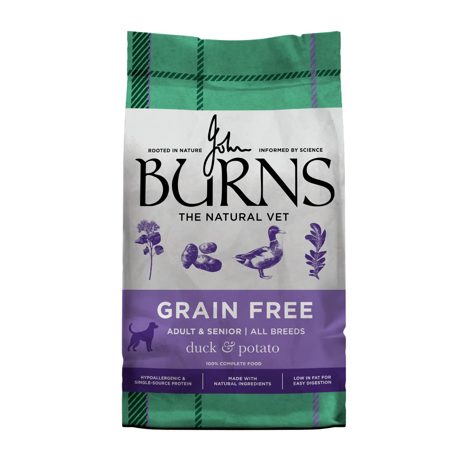 Burns Grain Free– Dry Dog Food – Adult & Senior – Duck & Potato 12kg – Complete Food - Made with Natural Ingredients - Hypoallergenic - Single-Source Protein