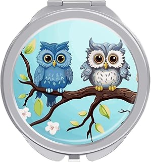 Owls on A Branch Travel Makeup Mirror 1x/2x M...