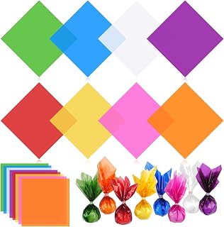 PEASUG 120 PCS Cellophane Sheets, Cello Sheets, Cellophane Paper Sheets, Colored Cellophane Wrap, Transparent Plastic Sheets for DIY Crafts Project, Art, Lights, Window Decoration(12x12 Inches