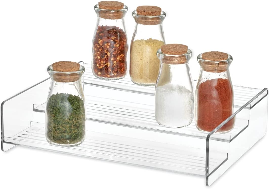 iDesign BPA-Free Plastic Deep Kitchen Storage Bin with Handles, Spice Rack