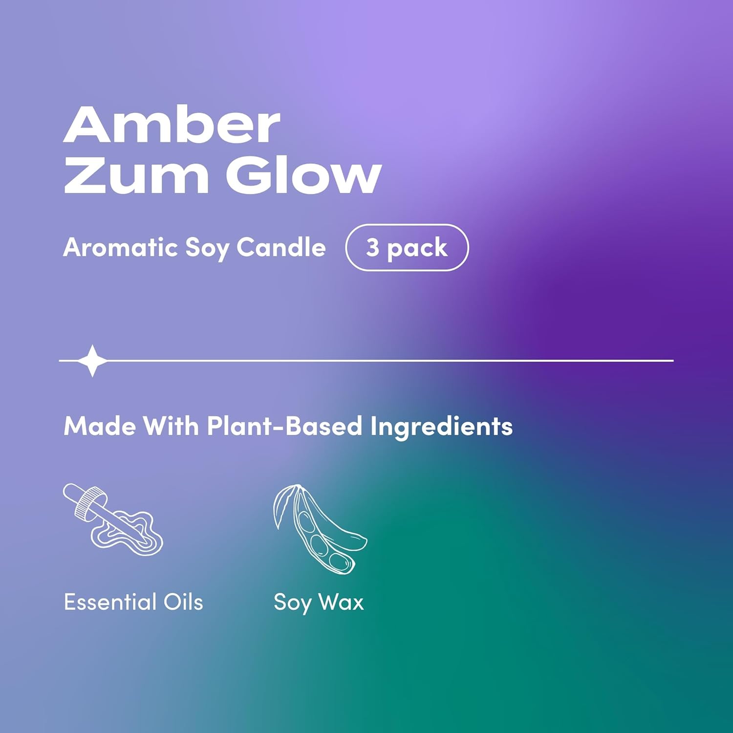 Zum Indigo Wild Glow Amber Candle - Soy Wax Candle with Lead-Free Wick - Relaxing Candles Scented with Essential Oils - Long-Lasting Scented Candles - 30-Hour Burn Time - 7 oz (Pack of 3)