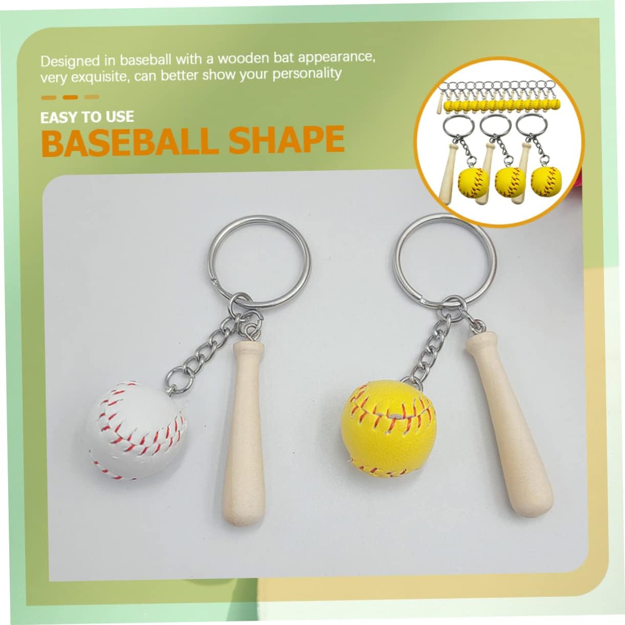 16pcs Baseball Keychains for Boys and Girls Sports Fans Keyring Pendant Decorations