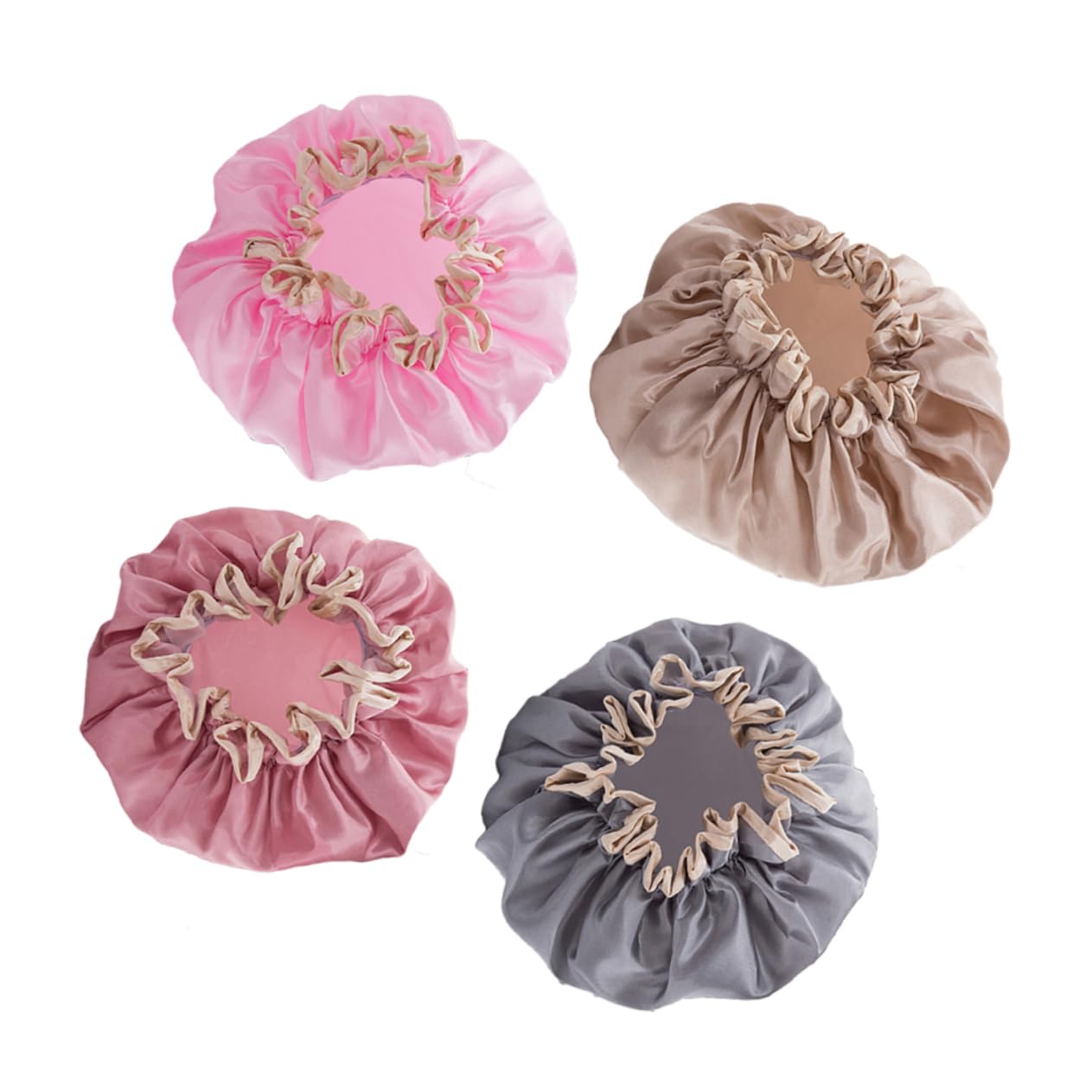 Angoily 12stücke Teiliges Duschhauben Doppel-layer Wasserdichte Duschkappen Für Haarpflege Schickes Design Champagner Und Mauve Für Zuhause Und Salongebrauch