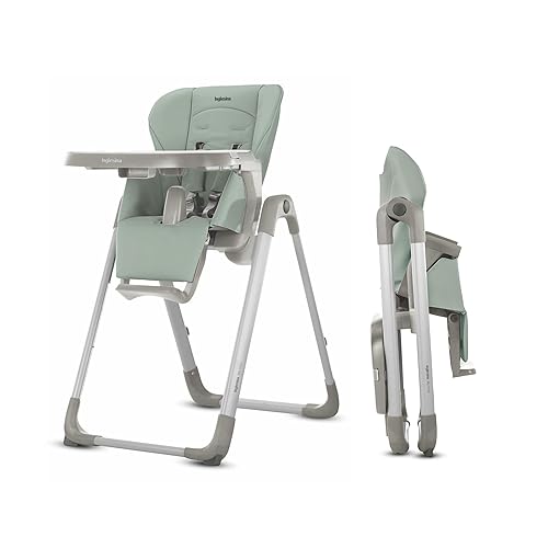 Inglesina My time - Silla alta, color menta, silla alta para bebés y niños pequeños de 0 a 36 meses, diseño plegable, compacto, montaje sin