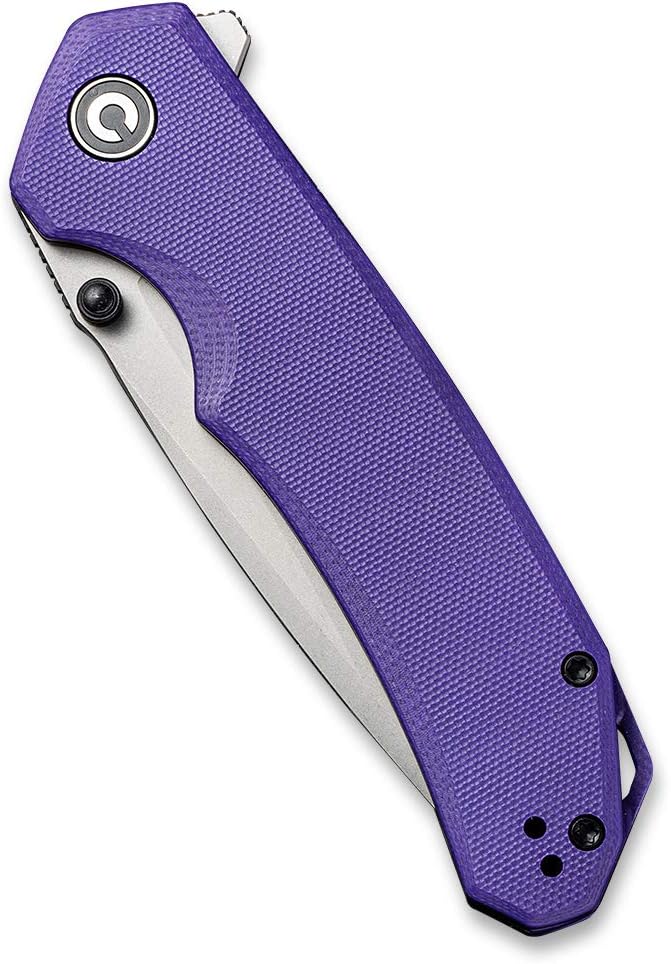 CIVIVI Brazen Folding Pocket Knife,3.5-Inch Tanto D2 Plain Blade,G-10 Outdoor Camping Hiking Knife with Thumb Studs and Flipper opener,Unique Tool Gift for EDC Men Women C2023A (Purple)