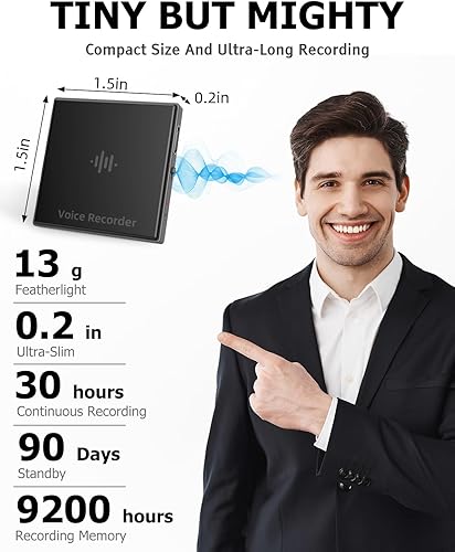 Miniatura 7 de Grabadora de voz magnética de 3072 Kbps, grabadora de audio con cancelación de ruido inteligente AI-triple, dispositivo de grabación de 128 GB con