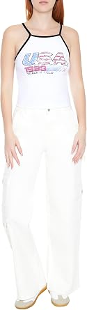 Forever 21 Womens Mid-Rise Wide-Leg Cargo Pants