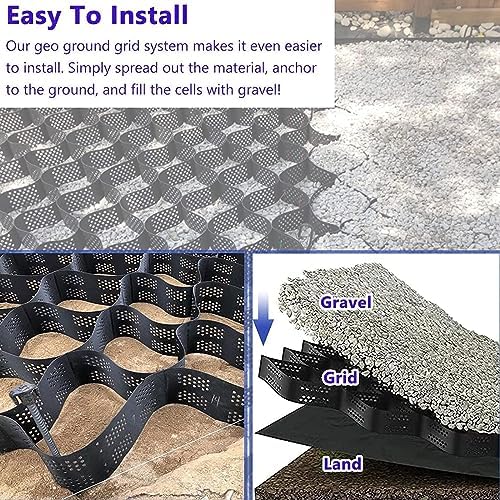 8m Geogrid for Garden Edging & Retaining Walls, Heavy-Duty HDPE Mesh for Gravel, Soil, Walkways, Parking Lots - Durable Outdoor Foundation Solution, H-5cm/2in