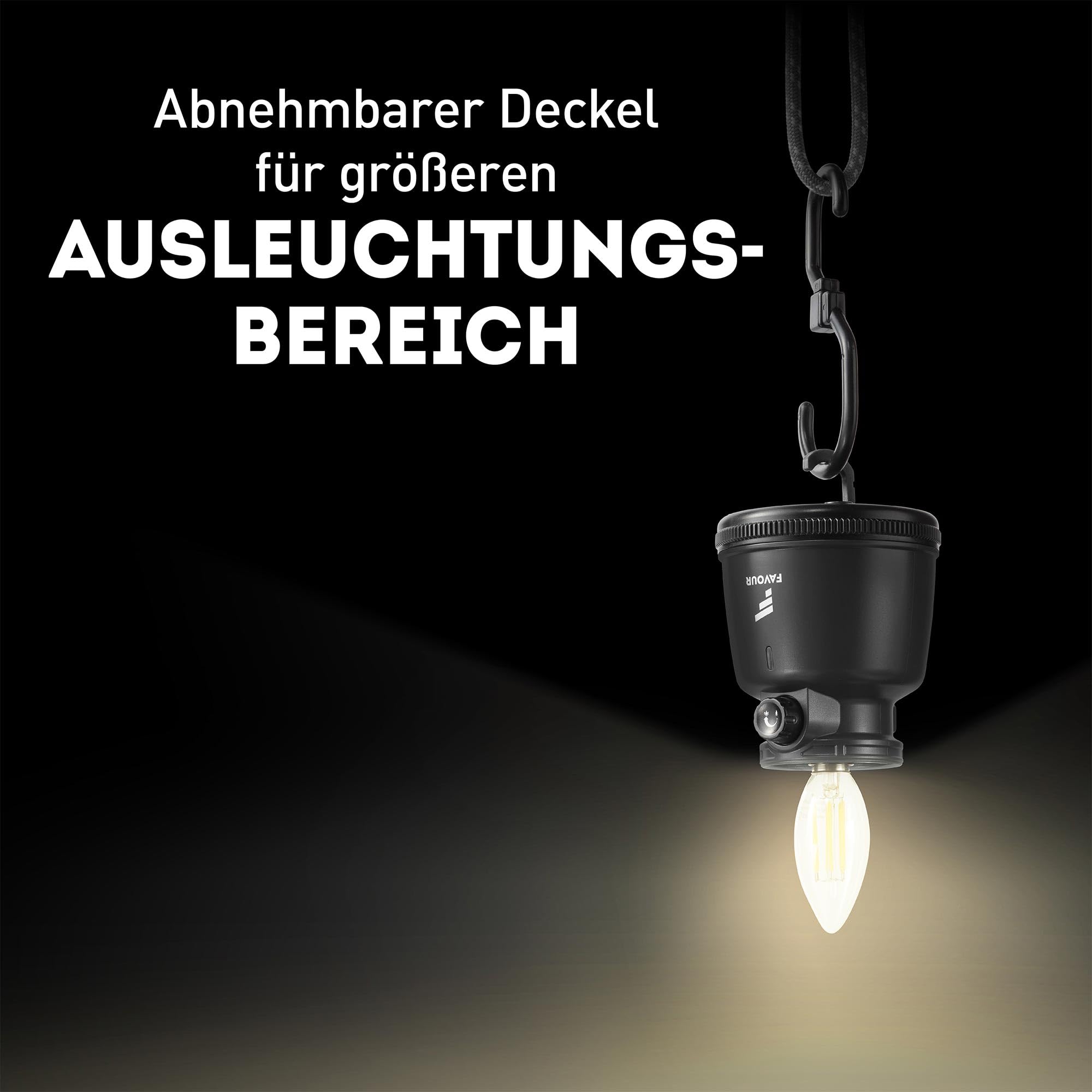 Favour Retro LED Laterne Outdoor | Helle Campinglampe, dimmbar, Kerzenlichtmodus | LED Lampe Akku aufladbar, IP64 wasserdicht, stoßfest | Hängelampe Zelt, abnehmbarer Schirm, schwarz inkl. Akku