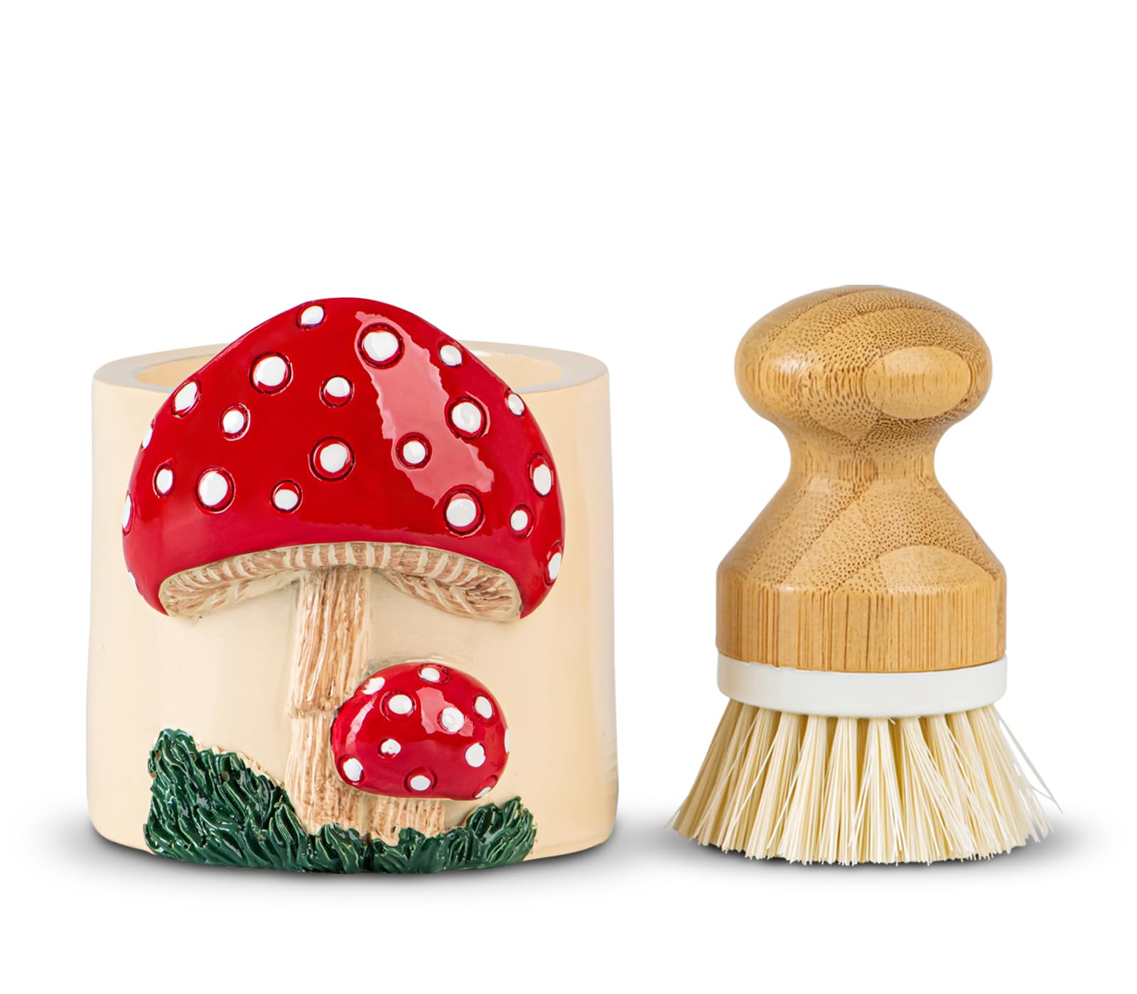 Mushroom Dish Brush Holder and Dish Scrubber Dish Brush and Holder Set Dish Scrub Brush for Cleaning Dishes