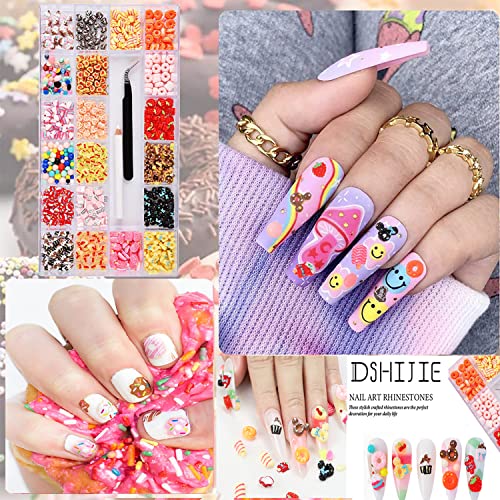 Dshijie Professional Nail Crystal Kit-400Pcs Candy Resin Nail Art Set Nail Gems Iridescent Multi-Lovely Shapes Resin Sugar Sweet Candy Ice ,Wax Pen For Rhinestones With Acrylic Beads Storage Container And Tweezer #TOP3