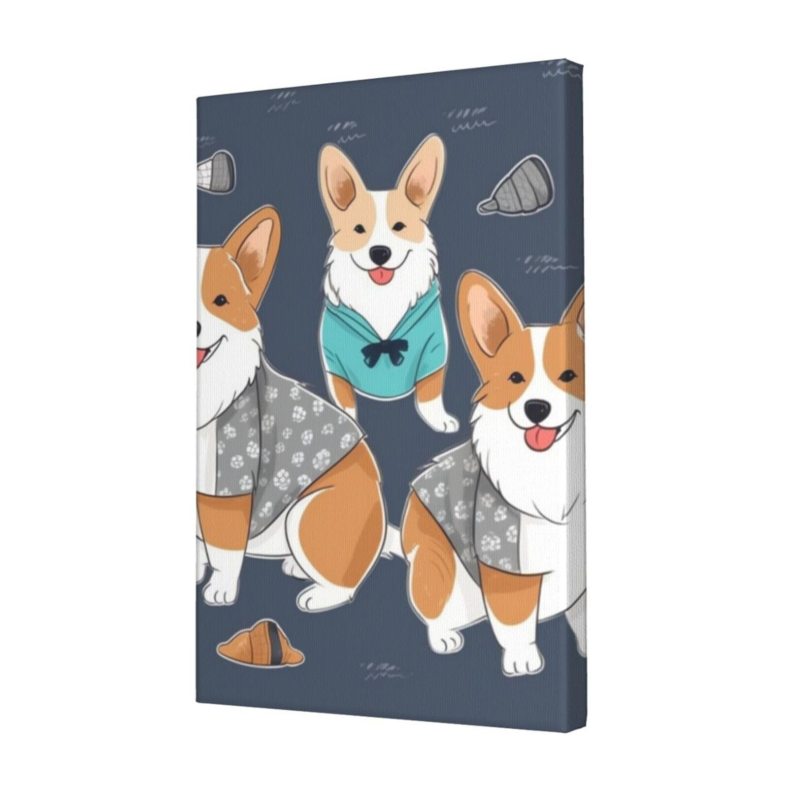 Impression toile corgi en vêtements 45x30cm déco murale moderne - 8