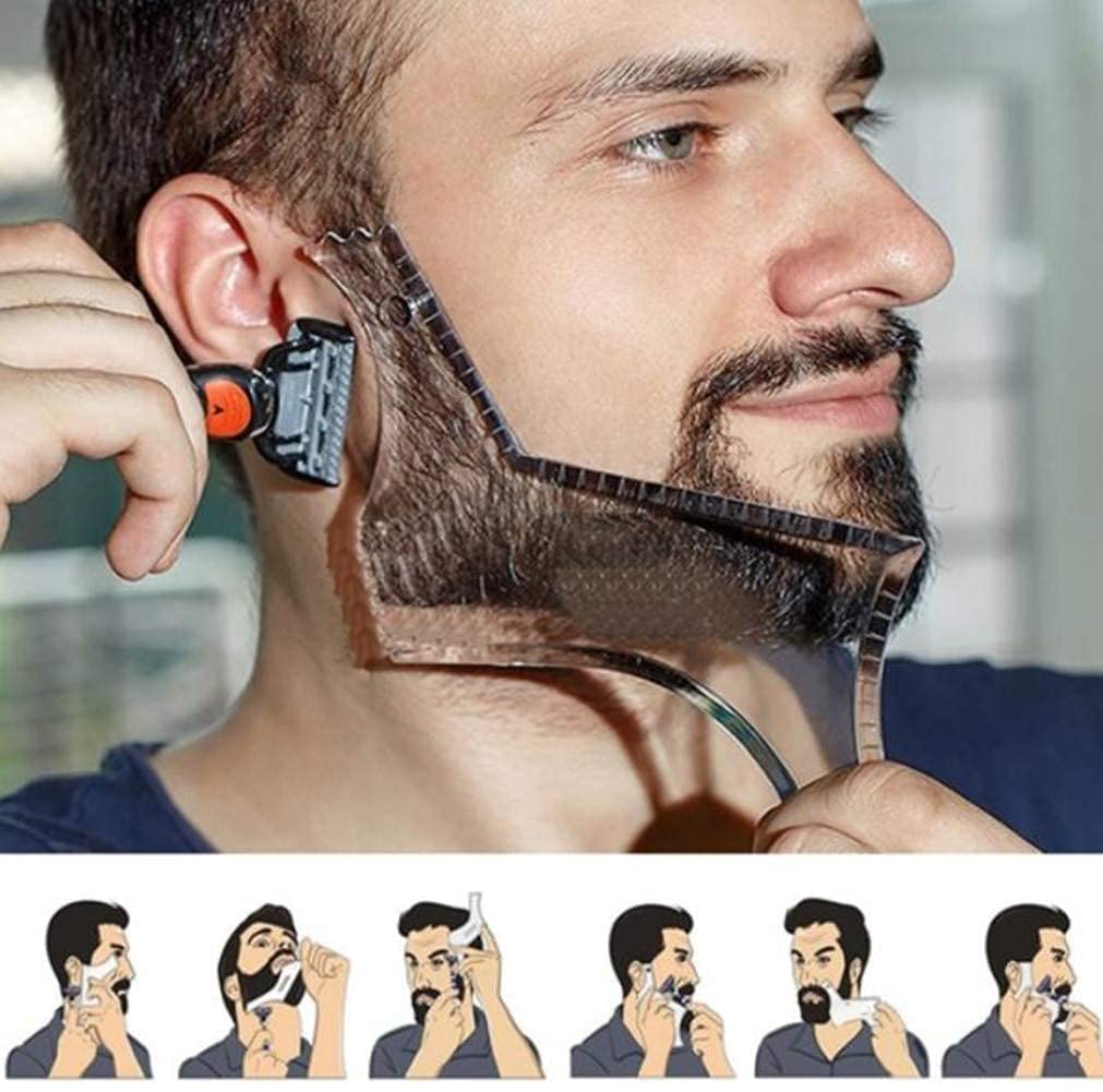 Männer Bart Styling Vorlage Schablone Bart Kamm Männer Bart Gestaltung Werkzeug Modellierung Herrscher Gestaltung Styling Trimmen Schnurrbart Barber(Clear01)