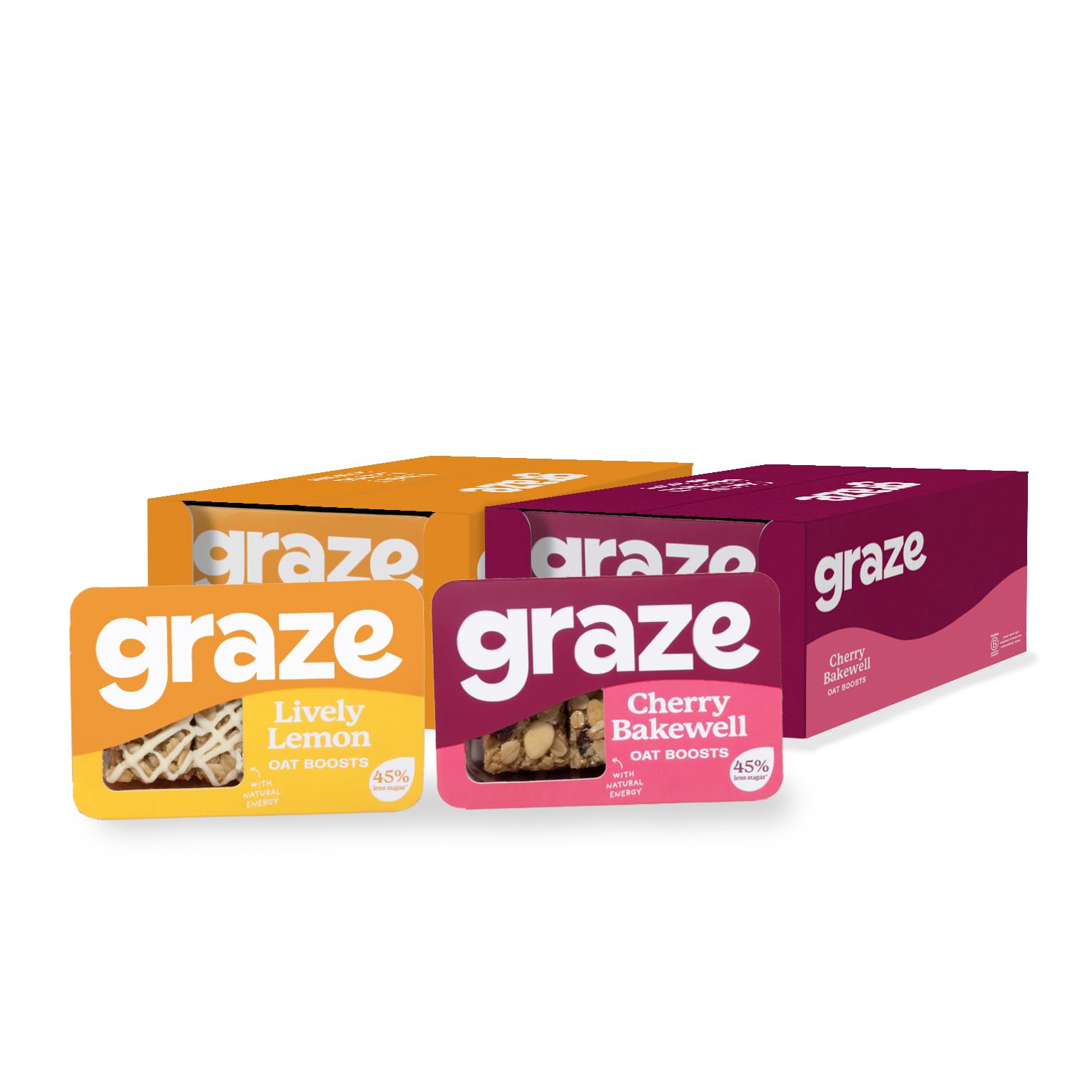 GRAZEHealthy Snacks sweets oats flapjacks - Packaging may vary - (Lively Lemon & Cherry Bakewell, Total 18 trays)