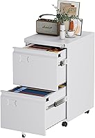 Vista 10 de METAN - Archivador de 2 cajones con cerradura, móvil para debajo del escritorio, archivador para oficina tamaño legal/carta, totalmente ensamblado