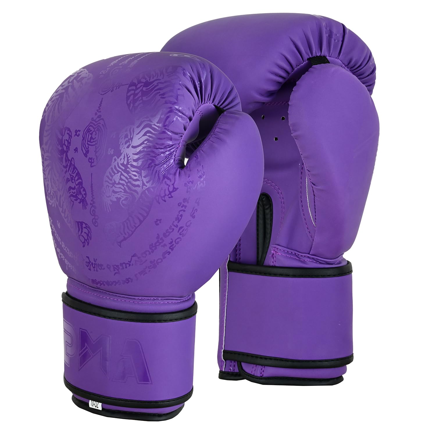 Playwell Matte "Twin Tiger Sak Yant" Muay Thai Boxing Gloves - Purple (8oz)