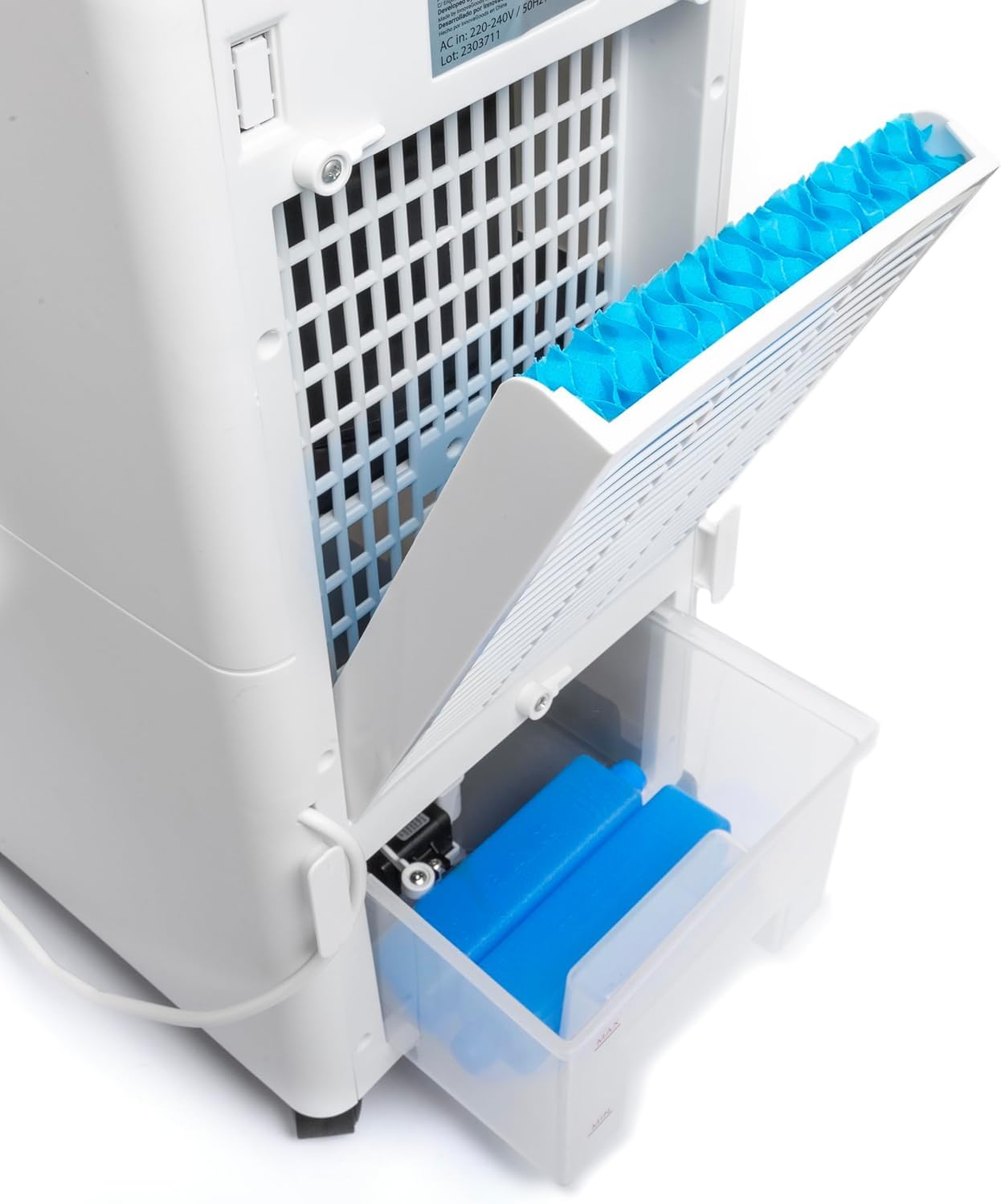Aire Acondicionado Portátil Evaporación, Refrigerador de Aire - 5 Litros, 3 Velocidades, Doble Tanque, Bloques Refrigerantes, Filtro Lavable, Ruedas Giratorias 360°, Flujo de Aire Orientable