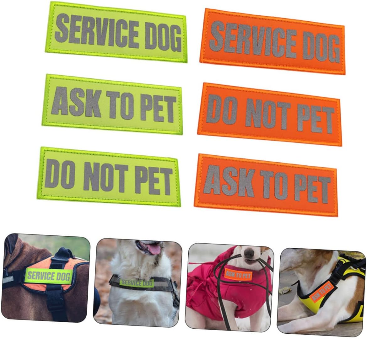 FRCOLOR 12pcs Reflective Service Dog Patches Easy to Use Self-Adhesive Reflective Tags for Pet Safety for Includes Do Not Pet Options