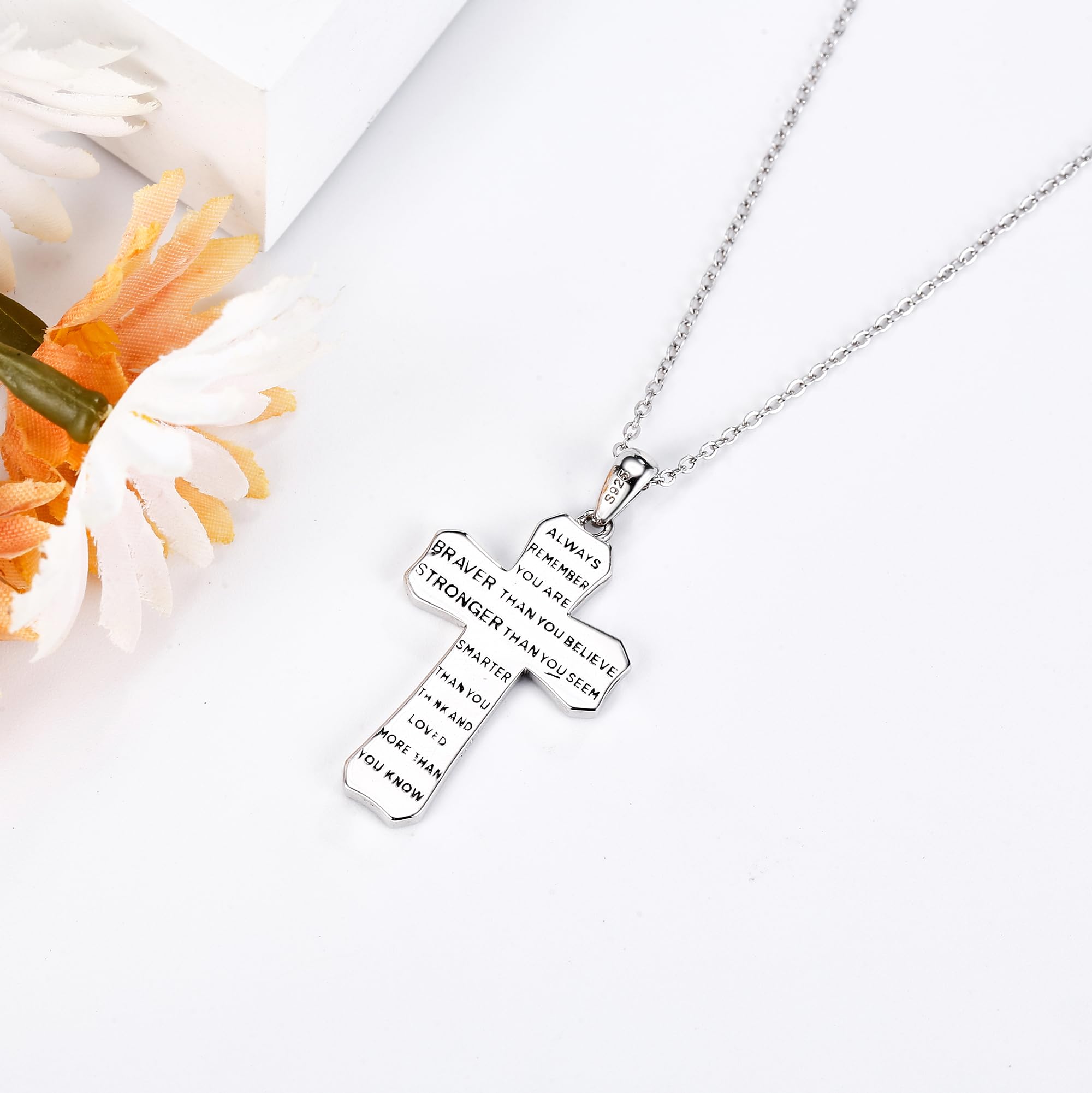 DAYLINLOVE Naszyjnik z krzyżykiem do koszykówki, srebro wysokiej próby 925, koszykówka, biżuteria chrześcijaństwa, religia, sport, inspirujący prezent dla kobiet, matek, koszykówki, sportowców, Srebro