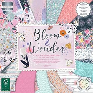 FEPAD225 | First Edition Bloom & Wonder Premium Paper Pad 8" x 8" | 48 Sheet Pad | 200gsm Heavyweight Cardstock | Acid & Lignin Soy Inks | FSC | For Card Making, Scrapbooking & Papercraft