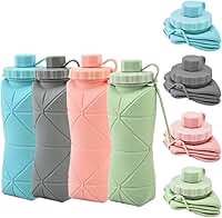 Garrafa De Água Dobrável Retrátil Silicone Portátil Compacta 600ml (Azul) (VERDE)