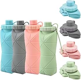 Garrafa De Água Dobrável Retrátil Silicone Portátil Compacta 600ml (Azul) (VERDE)