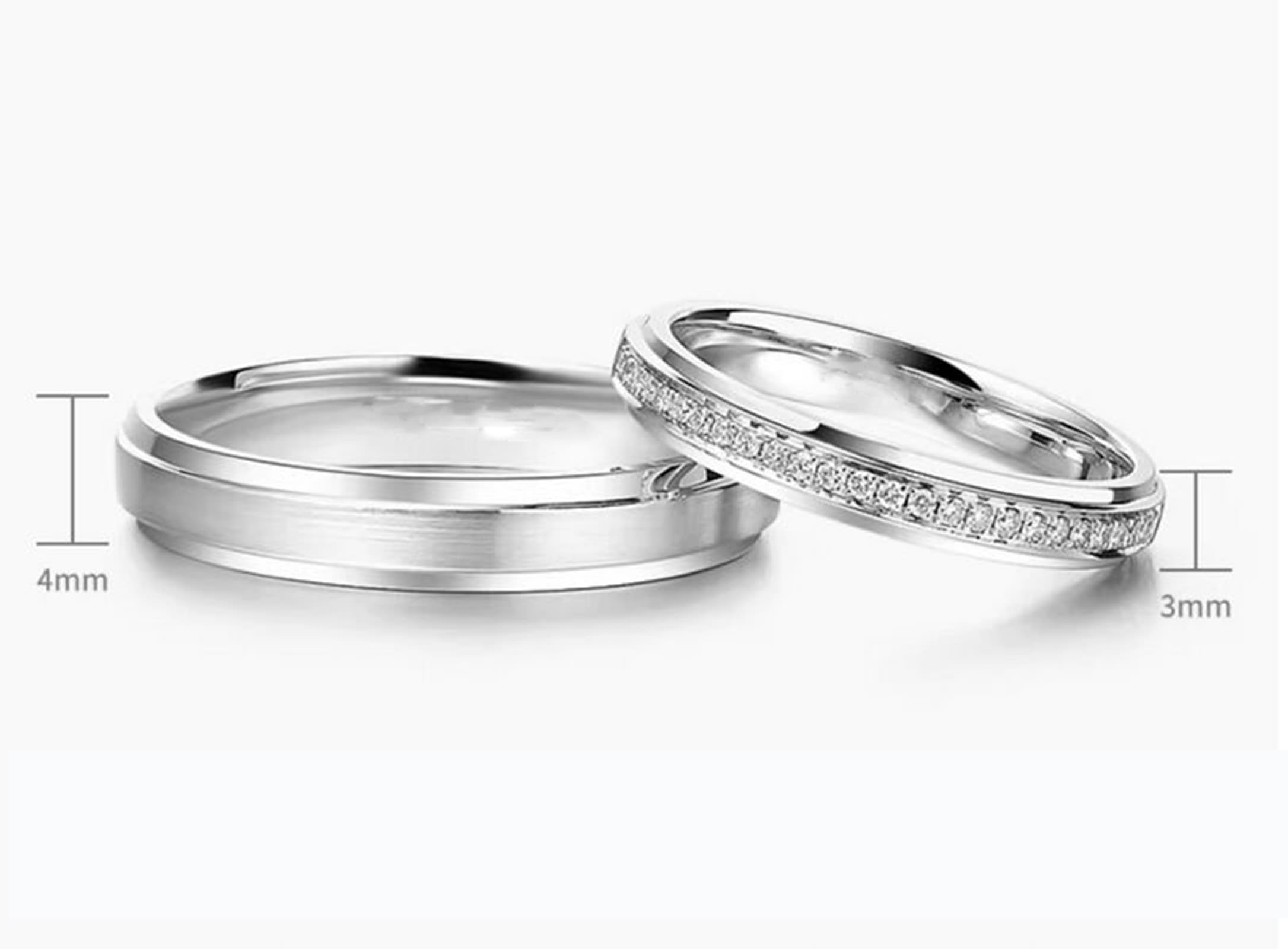 Wycian Anello da donna in argento con diamanti per donna, in oro bianco e PT950 con diamante da 0,1 CT misura 58 (18,5) massiccio, non placcato, popolare per i gioielli di Capodanno