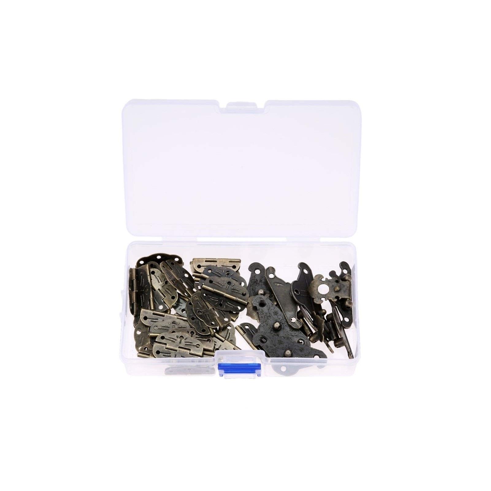 SHALLEZSOU Key Hasp Lock 10pcs Antique Bronze Lock Latch Hasps for Jewelry Box and 20pcs Hinges with Screws Storage
