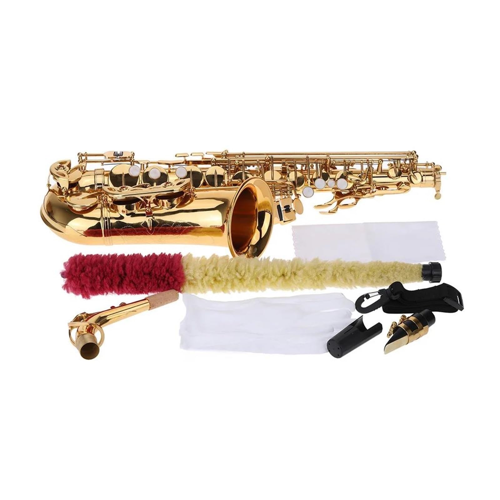 Saxofón Saxofón Alto EB Latón Lacado Dorado Mi Bemol Saxofón Alto Instrumento De Viento De Madera con Bolsa De Transporte Accesorios para Saxofón