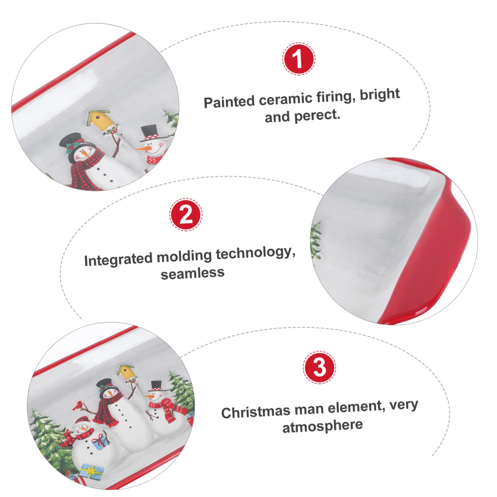 OUNONA 1pezzi Vassoio per Dolci Natalizio in Ceramica con Motivo Cartoni Animati Piatto da Dessert e Frutta Contenitore per Alimenti per Natale Feste Compleanni Elemento Decorativo per Ca