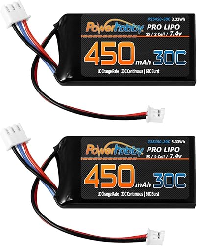 Miniatura 2 de Powerhobby 2s 450mah 30C Lipo Batería (paquete de 2)  Axial SCX24
