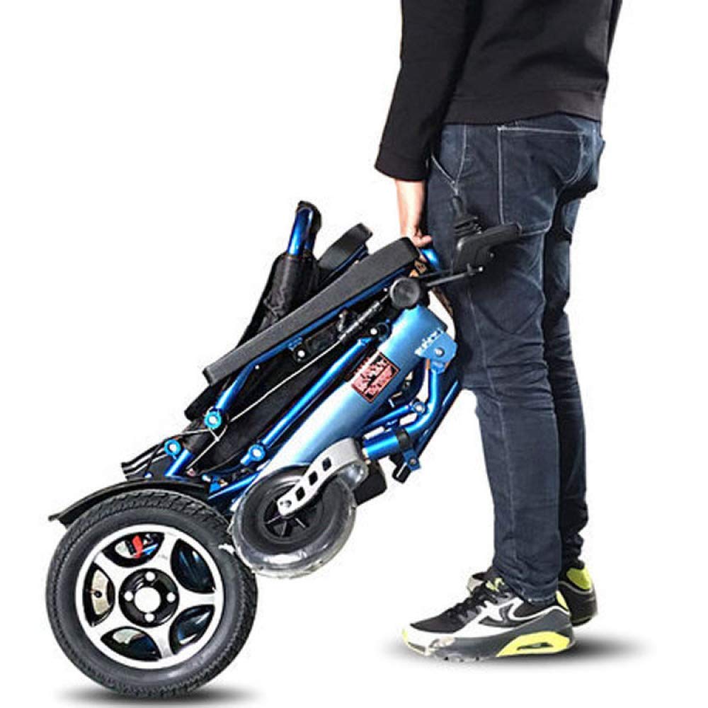 Sedia a rotelle Pieghevole Portatile, Sedia a rotelle per disabili Seniors per Auto Sedia a rotelle elettrica Sedia a rotelle Pieghevole in Alluminio Leggera, Blu