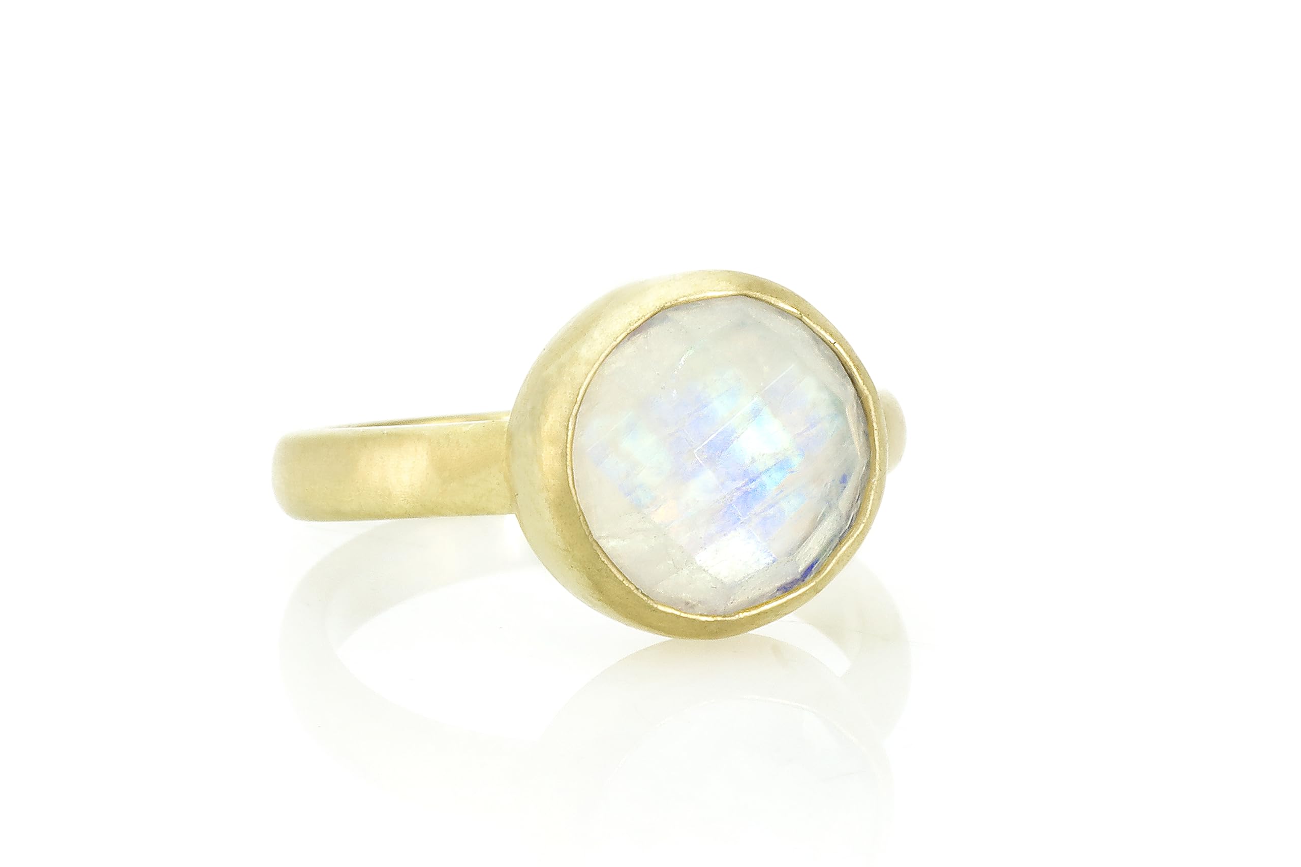 10mm Runde 14k Gold Regenbogen Mondstein Lünette Set - Gold Gefüllt Handgemachte Ring - Juni Geburtsstein Ring - Ideale Geschenk oder Verlobungsring - Vorschlag-Schmuck