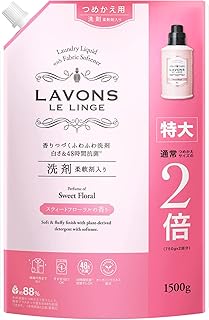 ラボン(Lavons) 柔軟剤入り 洗濯洗剤 スウィートフローラル 詰め替え 特大 1500g