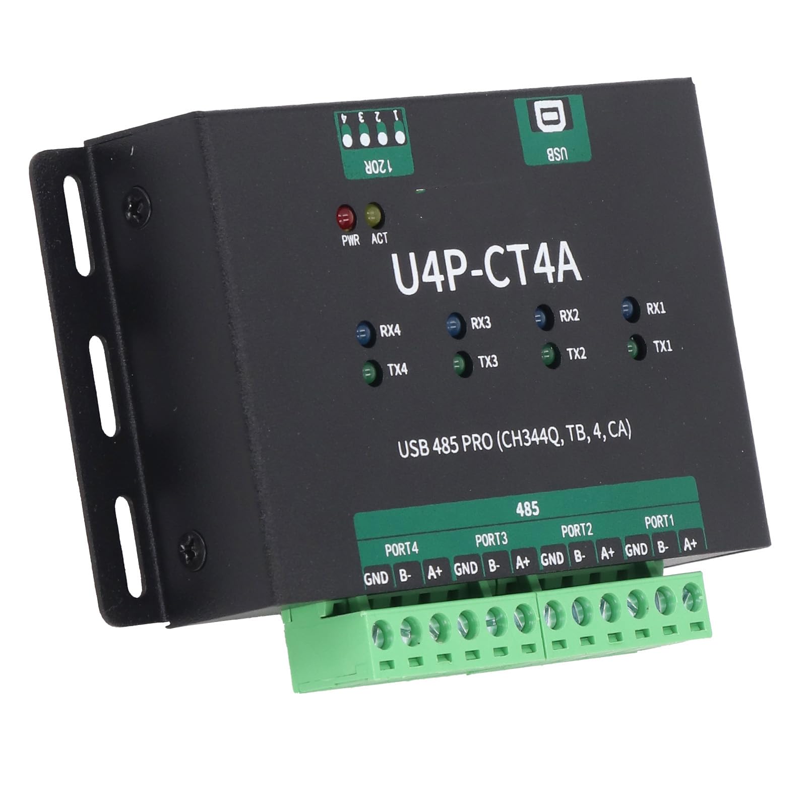 Emoshayoga Módulo de Puerto Serie USB Convertidor de 4 Vías Transmisión de Datos Confiable de Alta Seguridad para Uso Industrial USB2.0 Tipo B 1 Unidad
