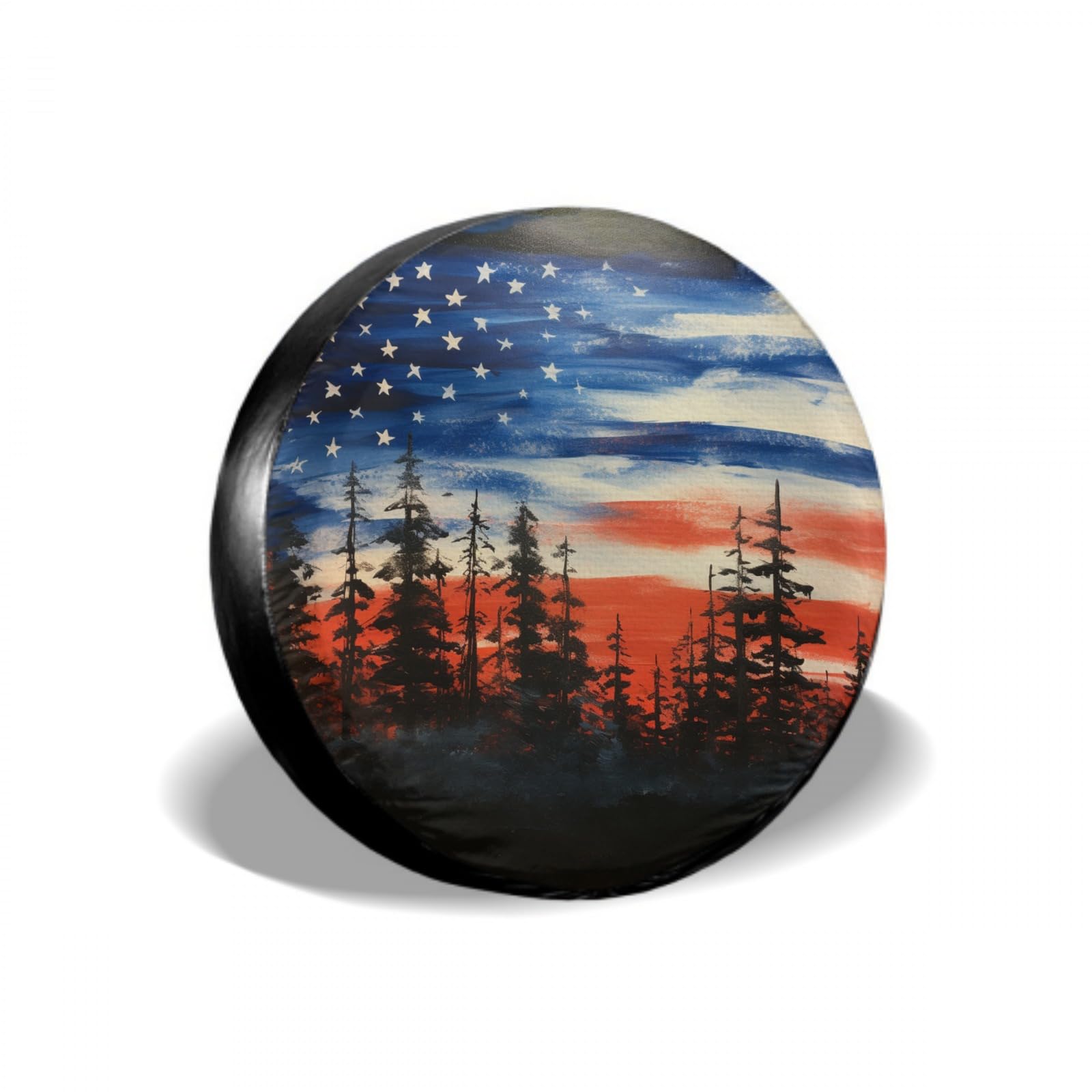 Spare Tire Cover American Flag Waterproof Dust-Proof Universal 15 Inch Wheel Protectors Camper Tire Cover Fit for RV Trailer Truck Jeep SUV Rav4 Motorhome Travel Trailer Accessories