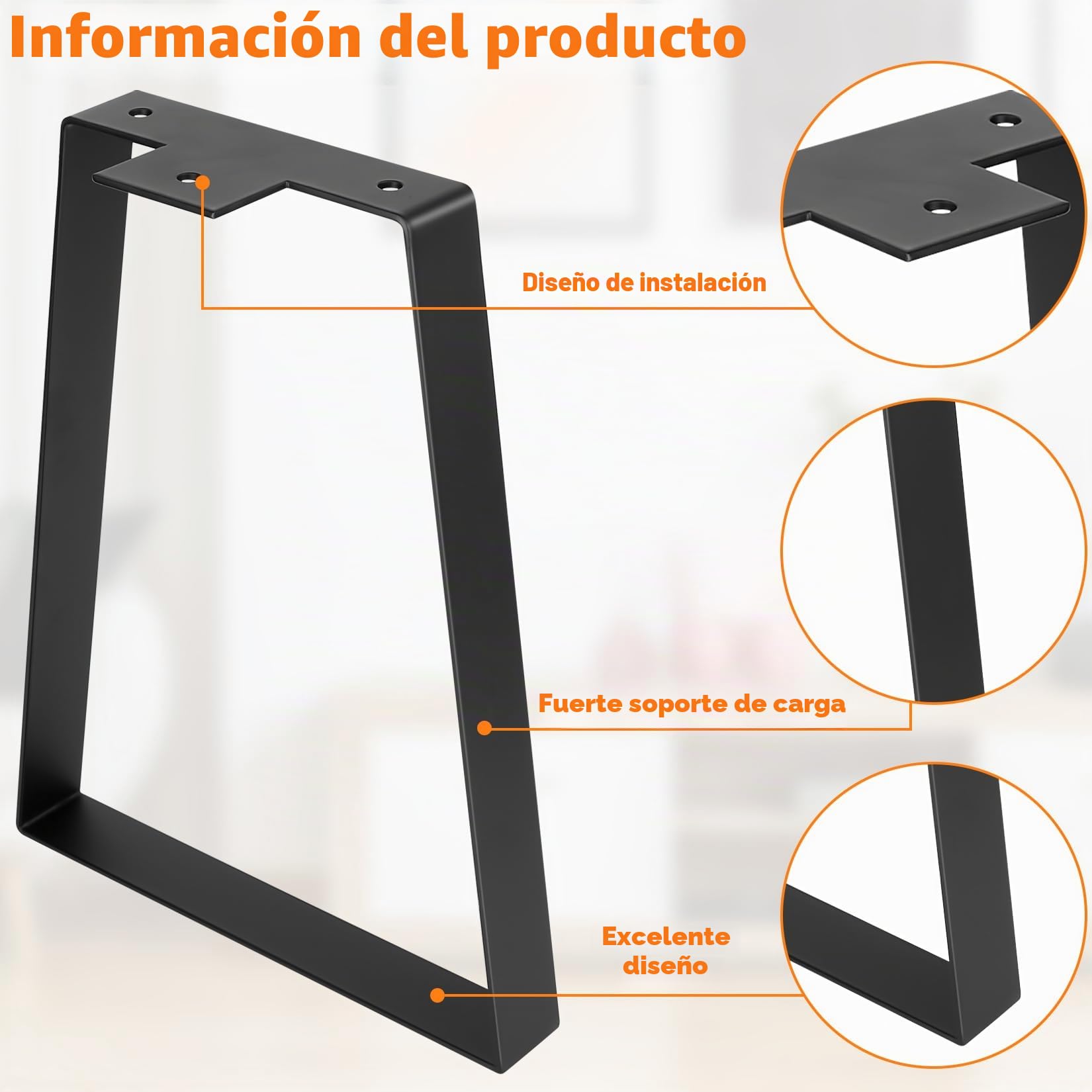 2 Piezas Patas para Muebles, 35,7 cm Patas Mesa Trapezoidales, Patas Mueble, Patas Escritorio, Pies de Soporte Patas para Mesas Sofás Silla Gabinete Estantes Armario Cocina(35,7 cm)