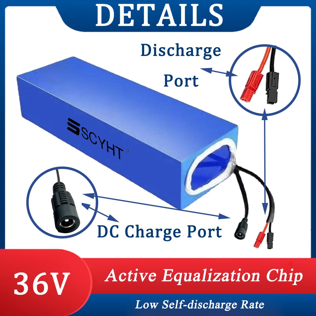 36 Volt Lithium-Ionen-Akku, 36 V, 12 Ah, 6 Ah, 8 Ah, 10 Ah, Lithium-Batterie, 36 V, wiederaufladbarer Akku mit Ladegerät und PVC-Hülle für 200 W – 450 W Motor-Kit,36v8ah Anderson
