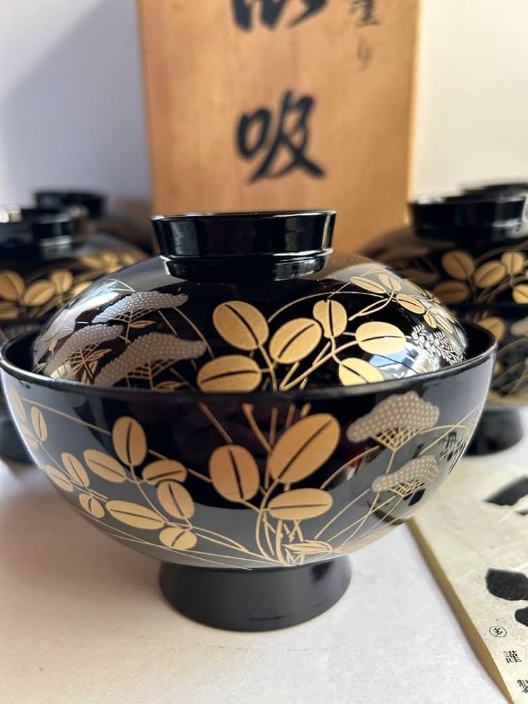 新品 会津塗 秀峰漆房 秋草 金蒔絵 漆器 吸物椀 五客 お正月 雑煮碗 桐箱 Amazon.co.jp: 会津塗 秀峰漆房 秋草 金蒔絵 漆器 吸物椀 五客