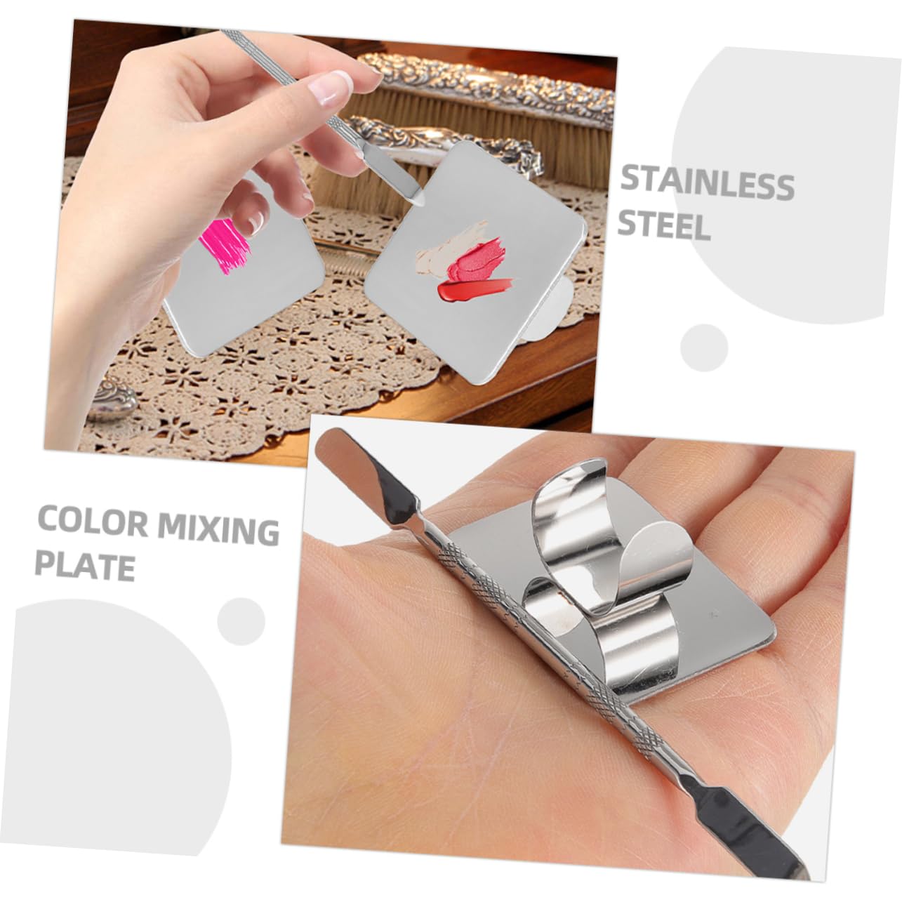 VANZACK 4juegos De Mezcla De Maquillaje De Acero Inoxidable Para Artistas De Uñas De Espátula Para Mezclar Cosméticos y Pintura Para Salones y Uso Personal